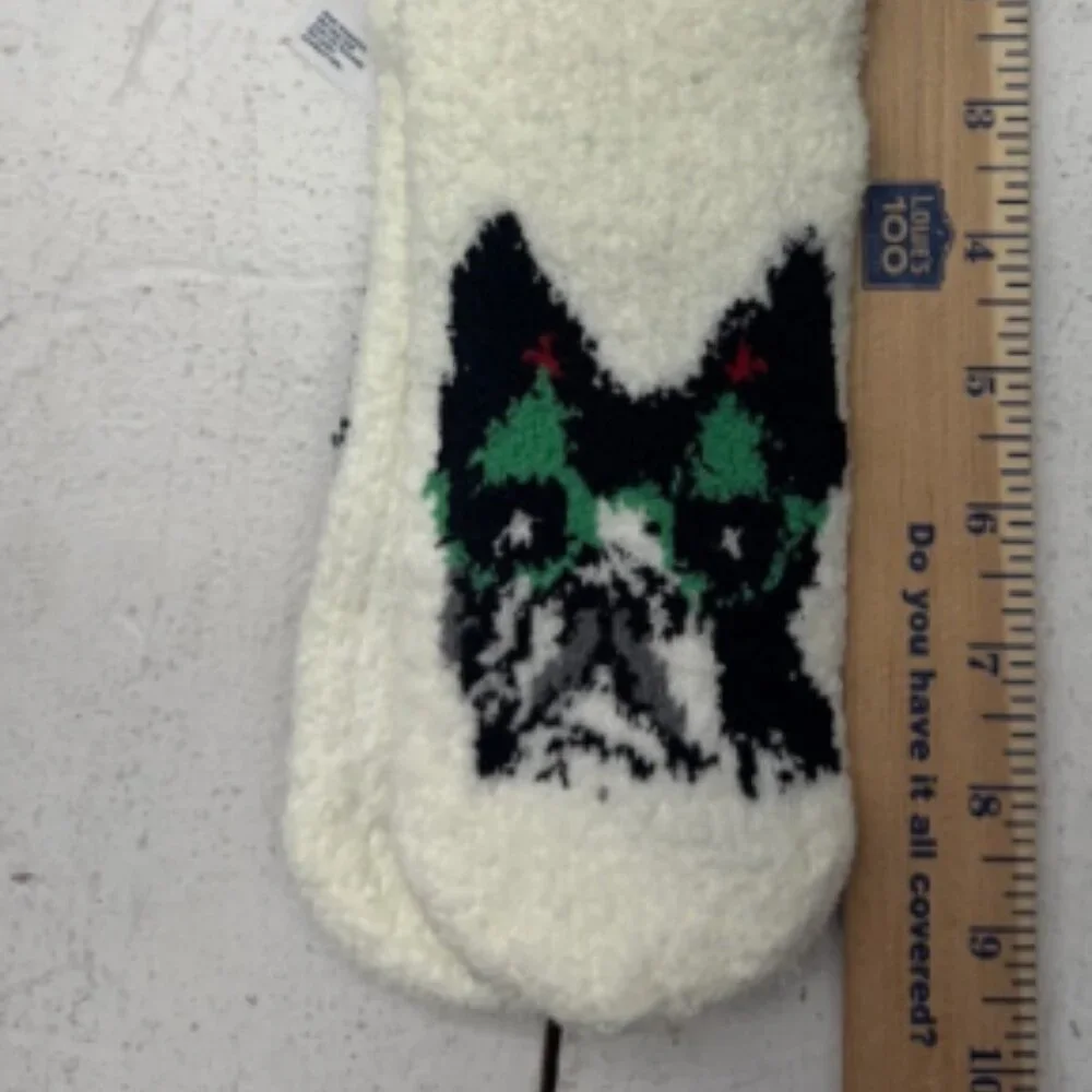 Old Navy White Dog Graphic Cozy Socks Unisex Kids One Size